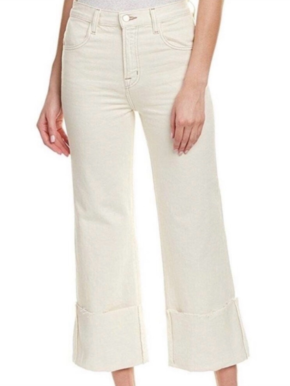 J Brand JOAN CROP Cream High-Rise Wide Leg Jeans Size 32 NWT!